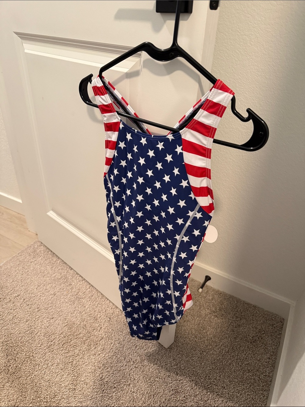 Amazon Women One-Piece Swimsuit - Red, White & Blue Stars and Stripes